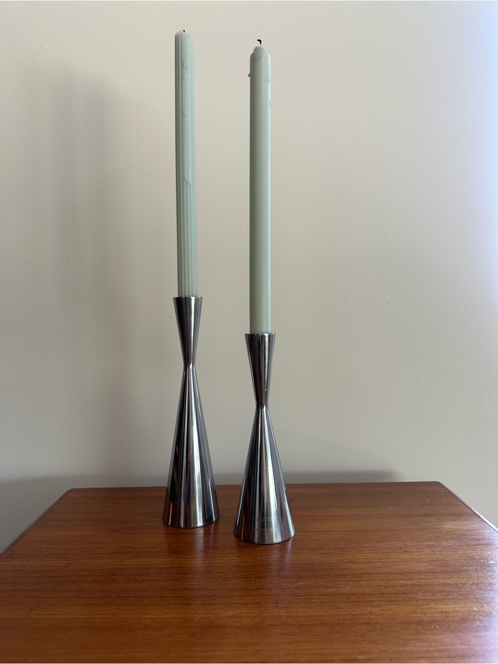 IKEA | VINTAGE 1990s ERIKA PEKKARI CANDLE HOLDERS | SET OF 2 | STAINLESS STEEL
